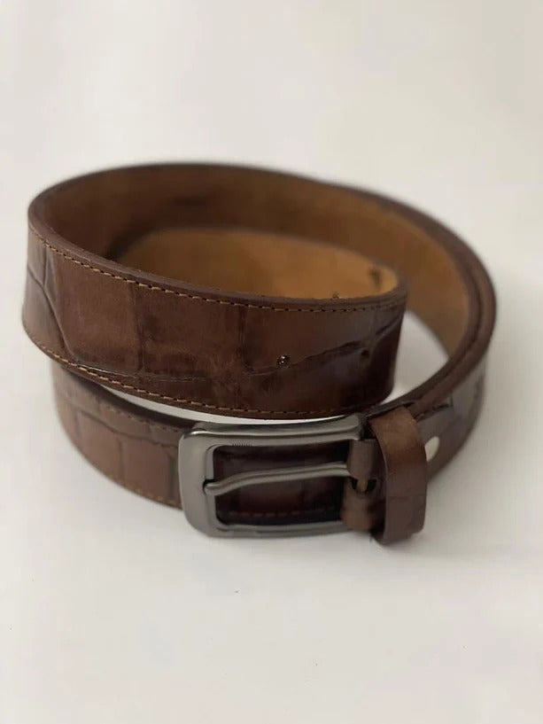 Men's Brown Leather Casual Dress Belt