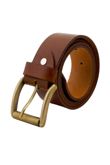 Men's Brown Leather Belt with Classic Metal Buckle