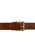 Men's Brown Leather Belt with Classic Metal Buckle