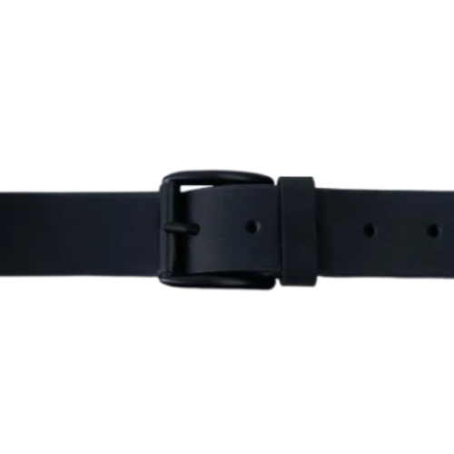 Men's Black Leather Belt with Pin Buckle