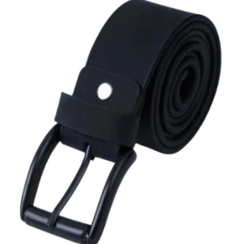 Men's Black Leather Belt with Pin Buckle