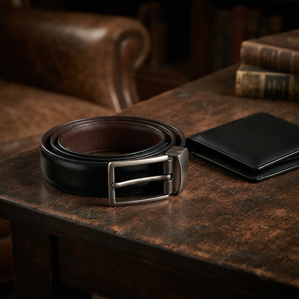 Men's Reversible Leather Belt – 2-in-1 Dress Belt