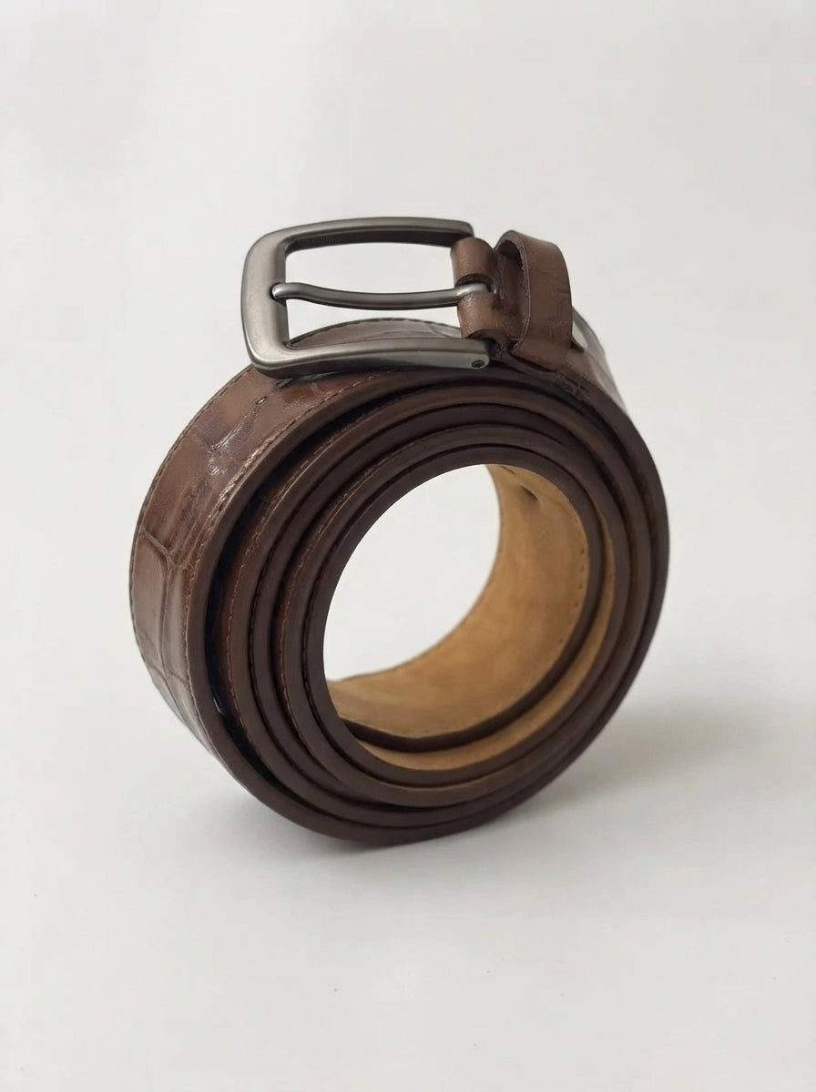 Men's Brown Leather Casual Dress Belt