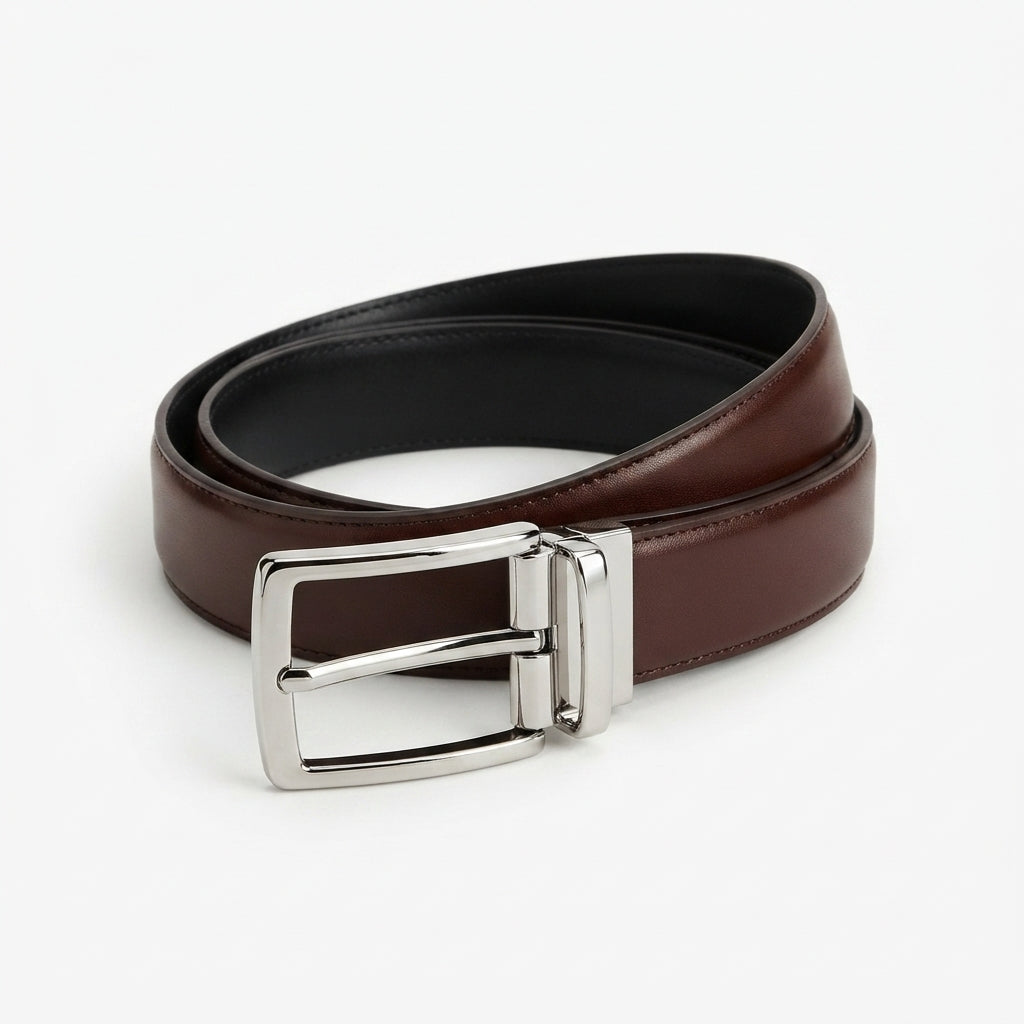 Men's Leather Casual Dress Belt – Chocolate Brown