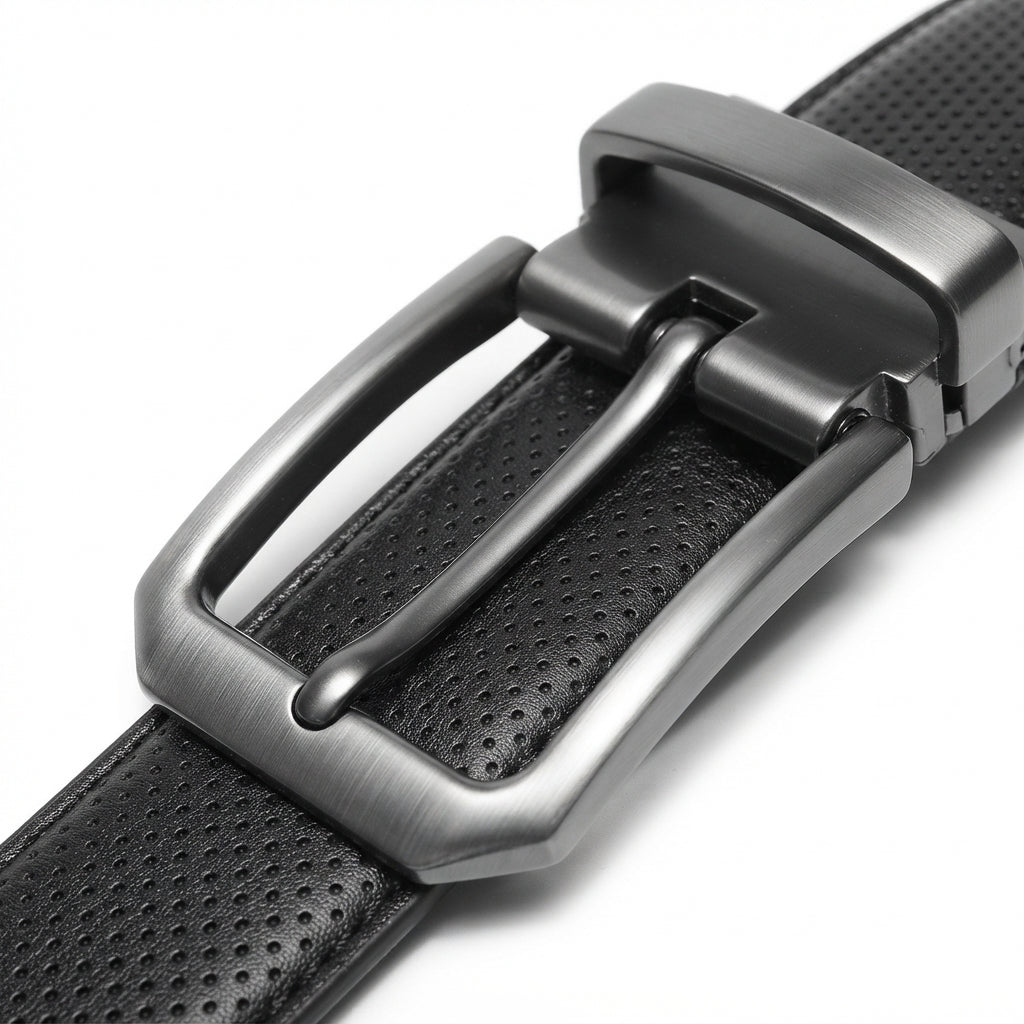 Men's 2-in-1 Reversible Leather Belt – Needle Texture