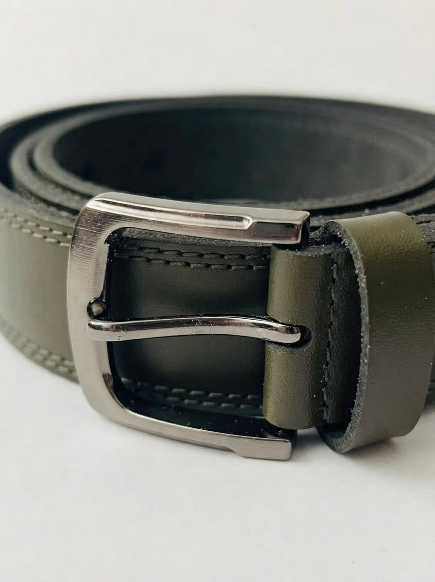 Men's Leather Casual Dress Belt – Green