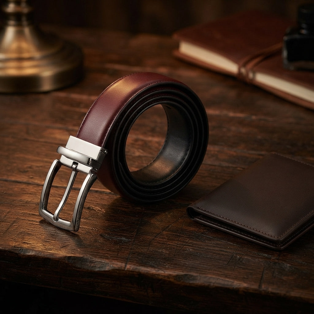 Men's Leather Casual Dress Belt – Chocolate Brown