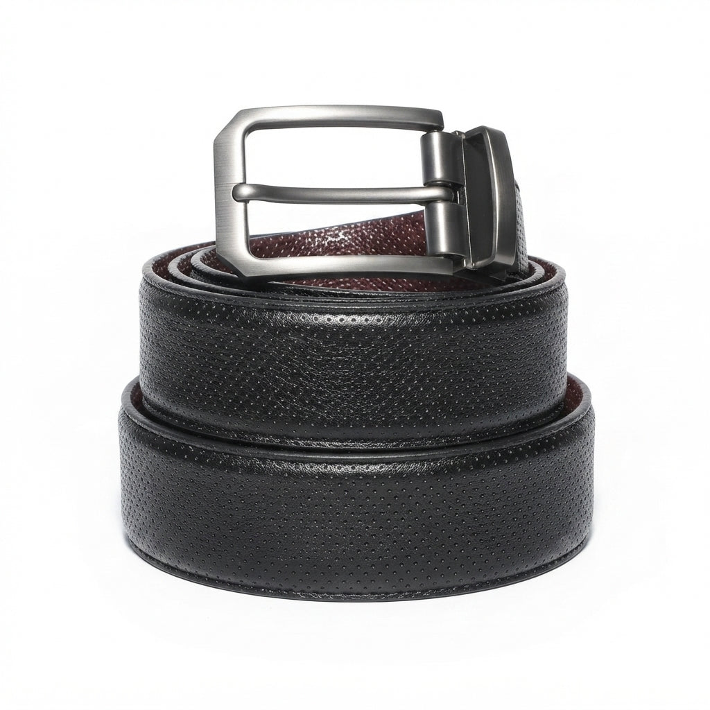 Men's 2-in-1 Reversible Leather Belt – Needle Texture