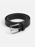 Men's Black Textured Leather Chino Belt – Classic Buckle
