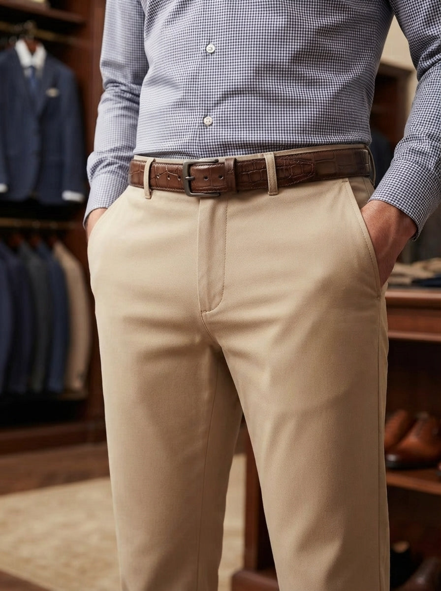 Men's Brown Leather Casual Dress Belt