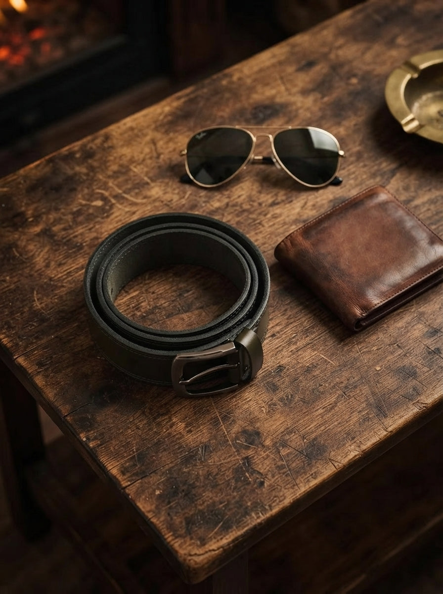 Men's Leather Casual Dress Belt – Green