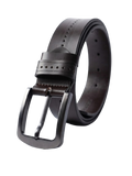 Men's Black Leather Belt with Classic Buckle