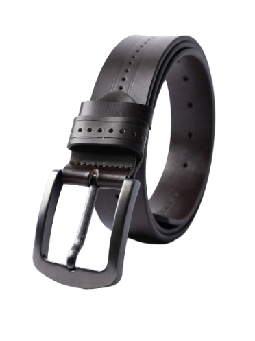 Men's Black Leather Belt with Classic Buckle