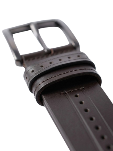 Men's Black Leather Belt with Classic Buckle