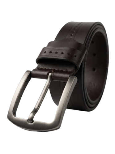 Men's Black Leather Belt with Classic Buckle